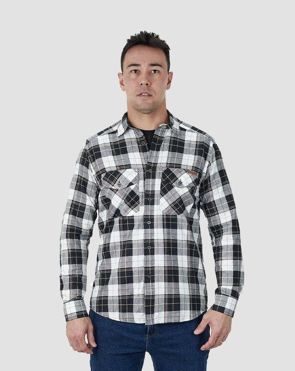 Camisa Lumberjack Summer Manga Longa - Preto/Branco/Caqui
