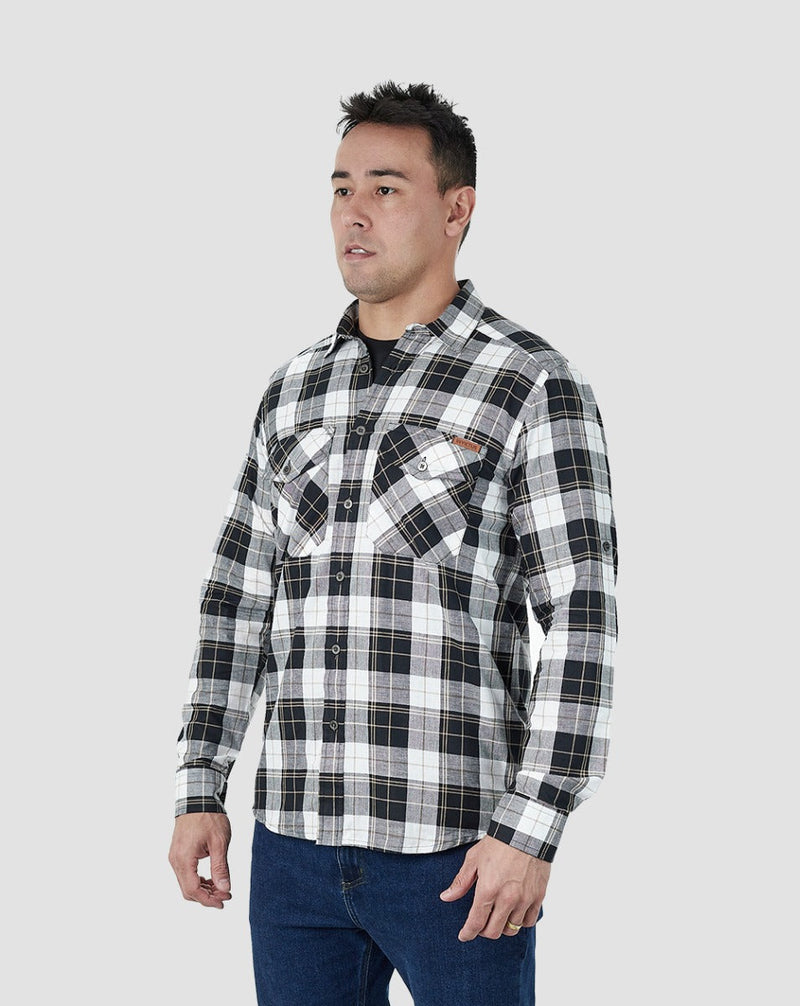 Camisa Lumberjack Summer Manga Longa - Preto/Branco/Caqui