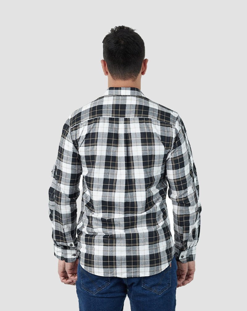 Camisa Lumberjack Summer Manga Longa - Preto/Branco/Caqui