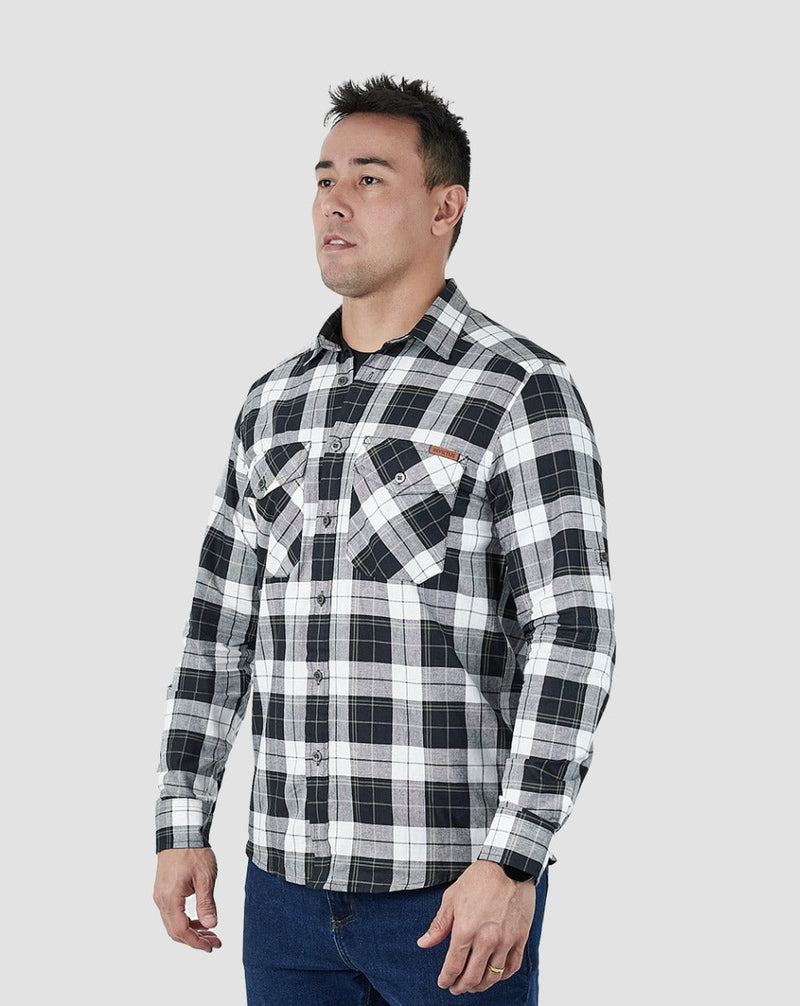 Camisa Lumberjack Summer Manga Longa - Preto/Branco/Verde