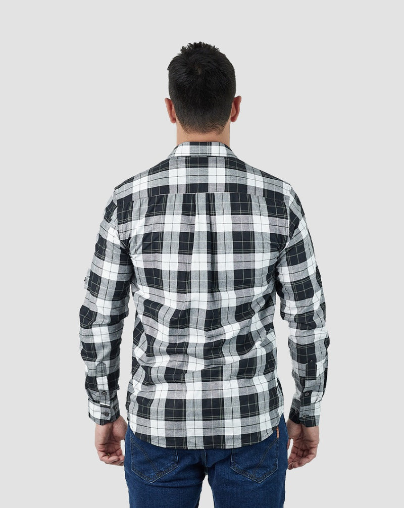 Camisa Lumberjack Summer Manga Longa - Preto/Branco/Verde