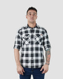 Camisa Lumberjack Summer Manga Longa - Preto/Branco/Verde