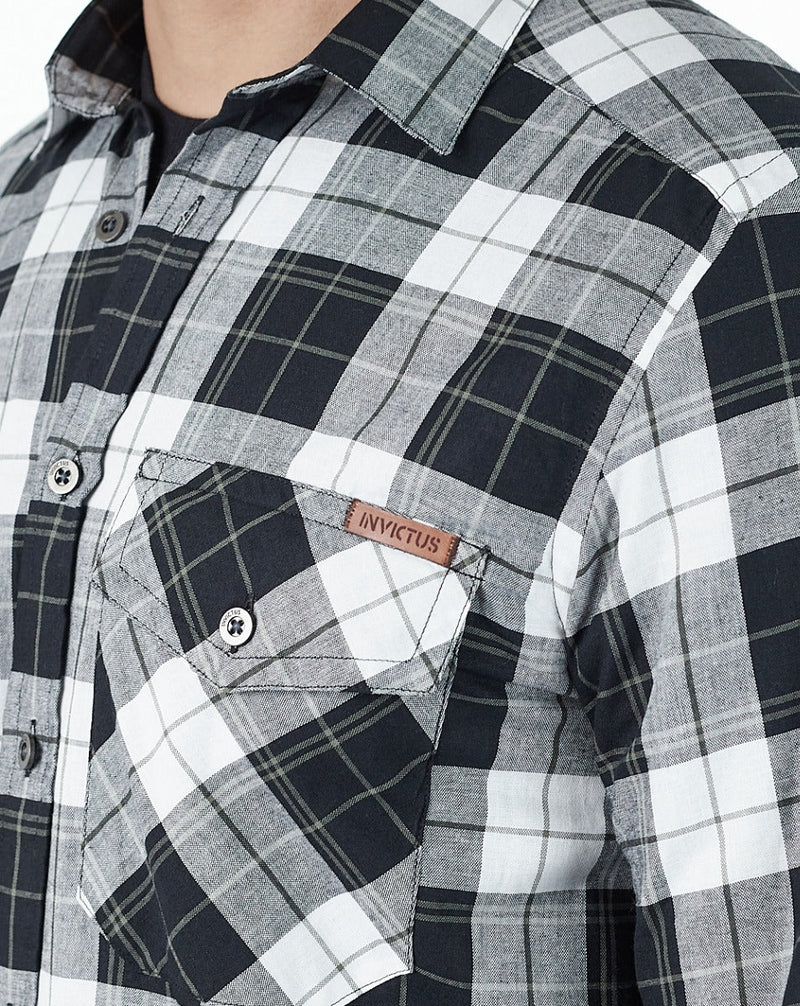 Camisa Lumberjack Summer Manga Longa - Preto/Branco/Verde