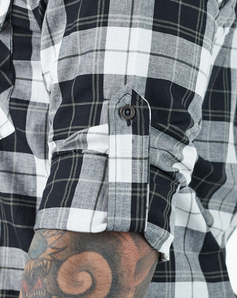 Camisa Lumberjack Summer Manga Longa - Preto/Branco/Verde